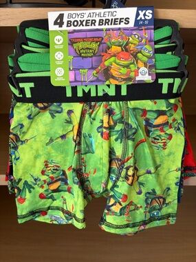 ✨$9✨NWT•4-Pk Boys Athletic Boxer Briefs |Teenage Mutant Ninja Turtles |XS (4/5)